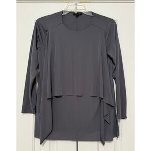 Alfani Sheer Tunic Blouse, Smoke Gray, Size M